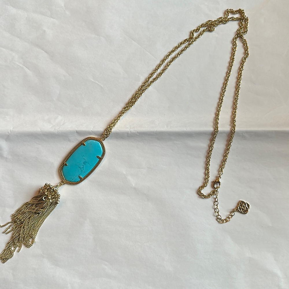 Kendra Scott Rayne Turquoise Magnesite Gold Necklace